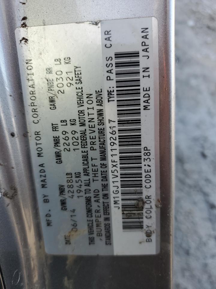 2015 Mazda 6 VIN JM1GJ1V5XF1192617 Copart auction photo, all over damage thumbnail 12
