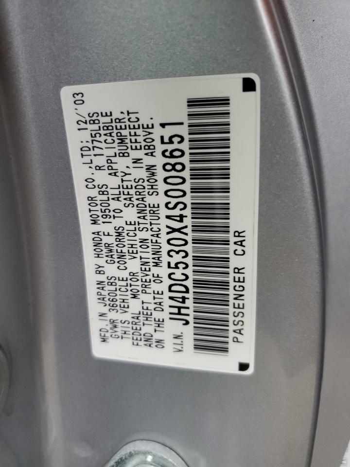 2004 Acura RSX VIN JH4DC530X4S008651 Copart auction photo, front end / side damage thumbnail 13