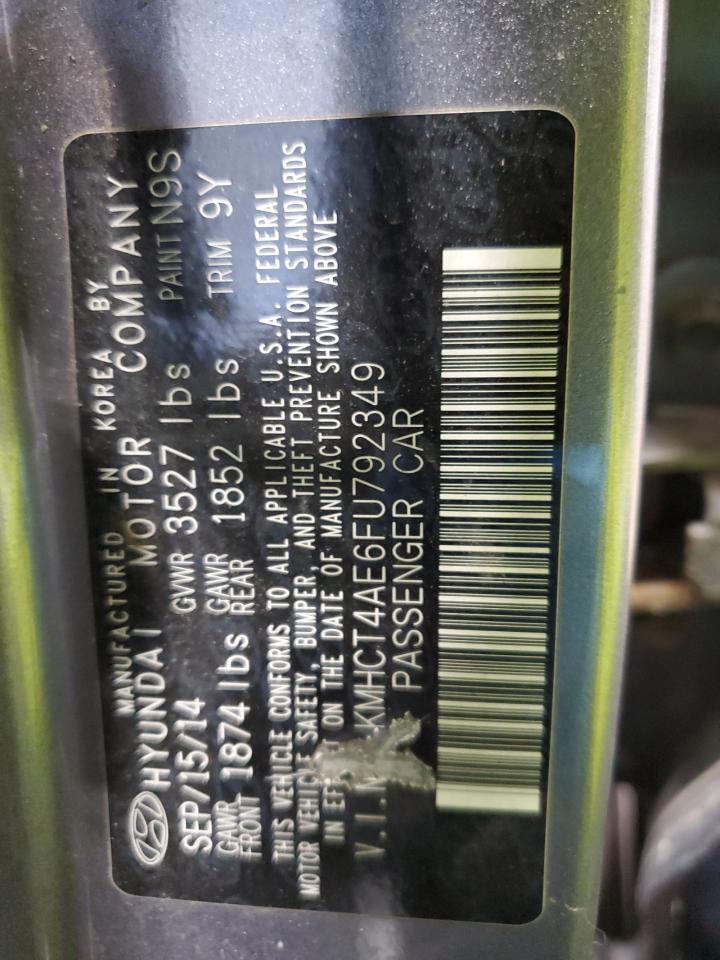 2015 Hyundai Accent VIN KMHCT4AE6FU792349 Copart auction photo, front end / side damage thumbnail 12
