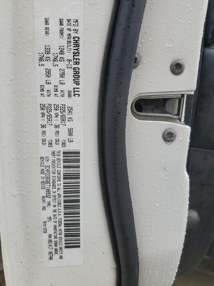 2014 Dodge Journey VIN 3C4PDDBG8ET108932 Copart auction photo, front end damage thumbnail 16