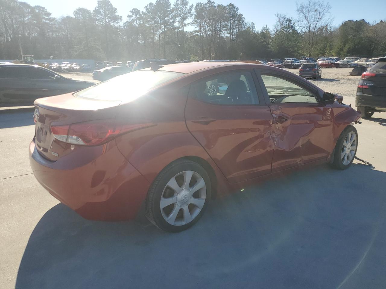 2013 Hyundai Elantra VIN KMHDH4AE9DU590737 Copart auction photo, front end / side damage thumbnail 3