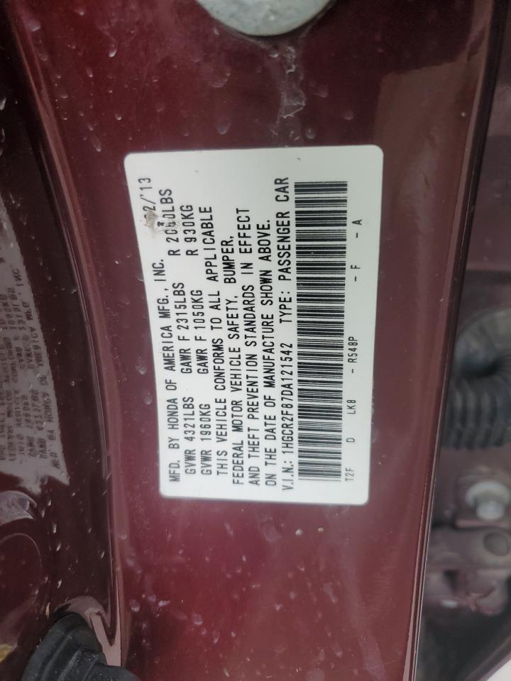 2013 Honda Accord VIN 1HGCR2F87DA121542 Copart auction photo, front end damage thumbnail 13