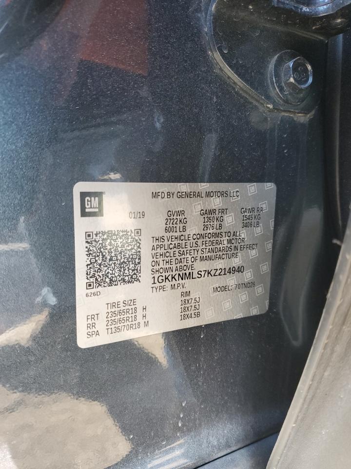 2019 GMC Acadia VIN 1GKKNMLS7KZ214940 Copart auction photo, front end / undercarriage damage thumbnail 14