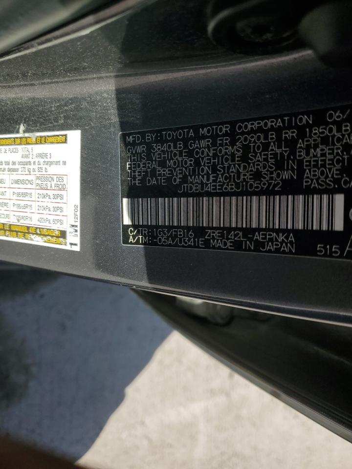2011 Toyota Corolla VIN JTDBU4EE6BJ105972 Copart auction photo, all over damage thumbnail 14