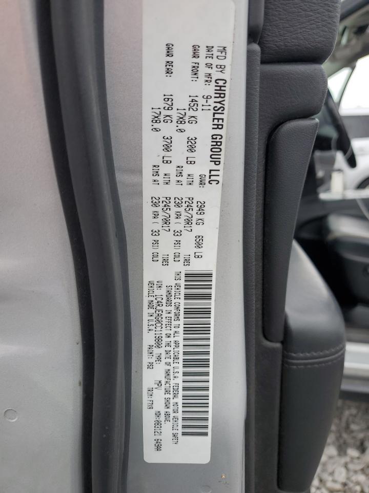 2012 Jeep Grand Cherokee VIN 1C4RJEAG0CC119800 Copart auction photo, front end damage thumbnail 13
