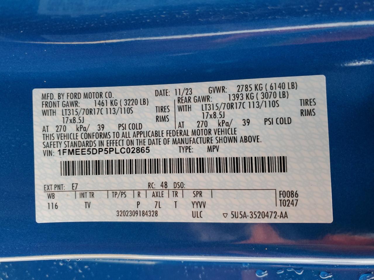 2023 Ford Bronco VIN 1FMEE5DP5PLC02865 Copart auction photo, front end damage thumbnail 13