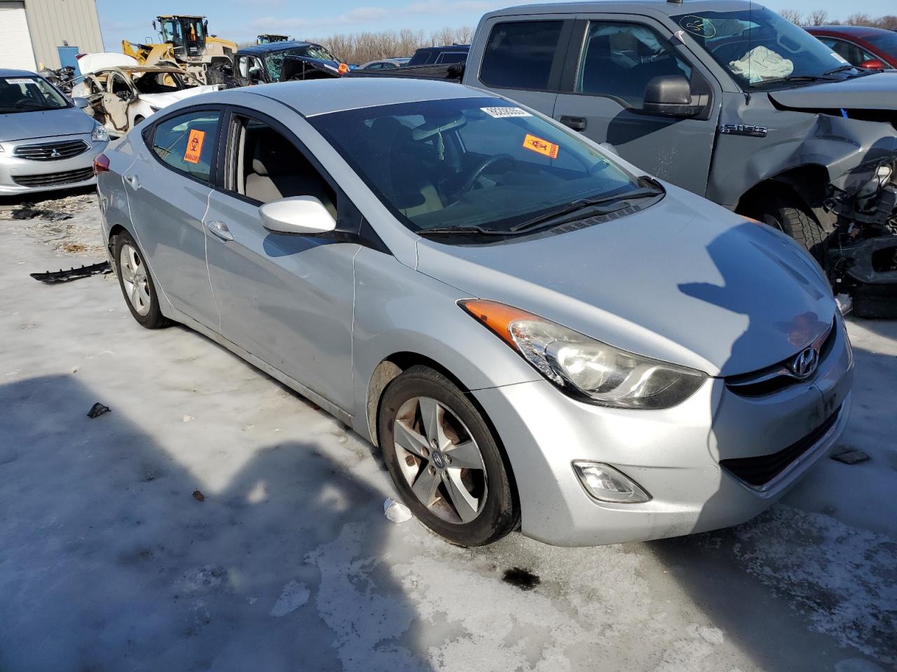 2012 Hyundai Elantra VIN KMHDH4AE0CU216502 Copart auction photo, vandalism damage thumbnail 4