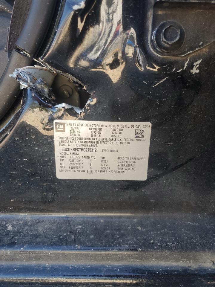 2017 Chevrolet Silverado VIN 3GCUKREC7HG275312 Copart auction photo, front end / side damage thumbnail 13