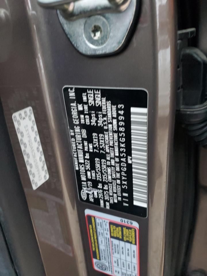 2019 KIA Sorento VIN 5XYPGDA53KG589943 Copart auction photo, front end damage thumbnail 14