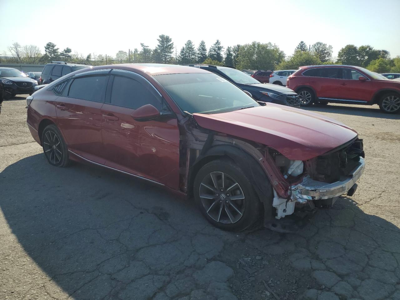 2021 Honda Accord VIN 1HGCV1F55MA015473 Copart auction photo, front end / side damage thumbnail 4
