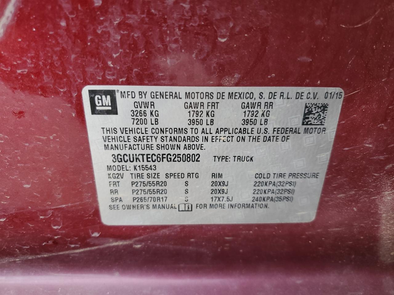 2015 Chevrolet Silverado VIN 3GCUKTEC6FG250802 Copart auction photo, rear end / front end damage thumbnail 13