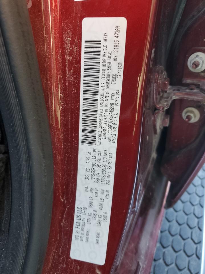 2019 RAM 1500 VIN 1C6SRFJTXKN745278 Copart auction photo, side damage thumbnail 14