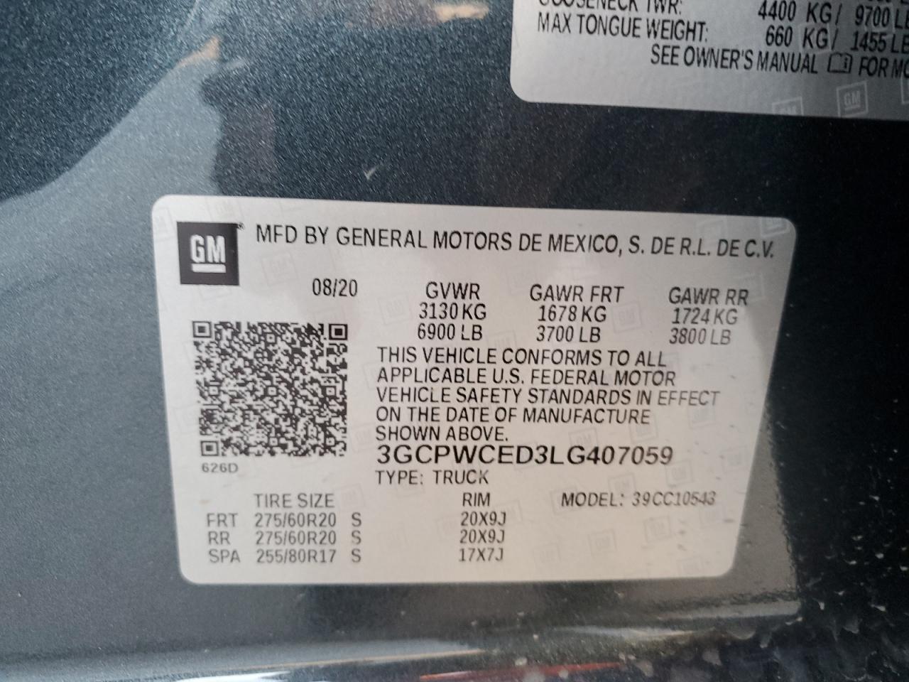 2020 Chevrolet Silverado VIN 3GCPWCED3LG407059 Copart auction photo, side damage thumbnail 13