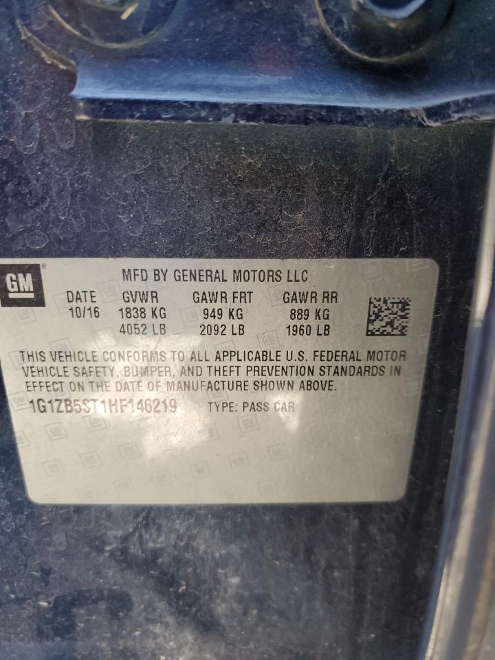 2017 Chevrolet Malibu VIN 1G1ZB5ST1HF146219 Copart auction photo, front end damage thumbnail 12