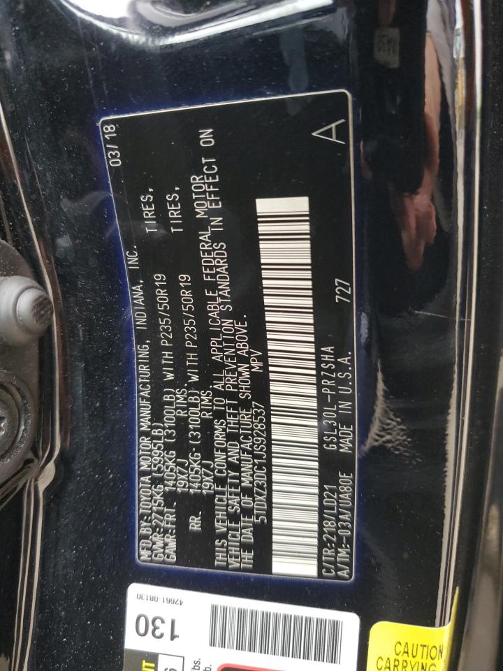 2018 Toyota Sienna VIN 5TDXZ3DC1JS928537 Copart auction photo, rear end / side damage thumbnail 15