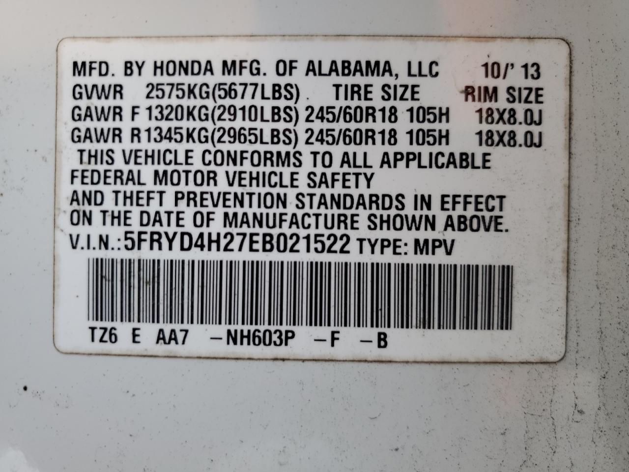 2014 Acura MDX VIN 5FRYD4H27EB021522 Copart auction photo, front end / side damage thumbnail 13