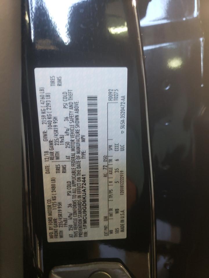 2019 Ford Escape VIN 1FMCU9GD6KUA72441 Copart auction photo, front end damage thumbnail 12
