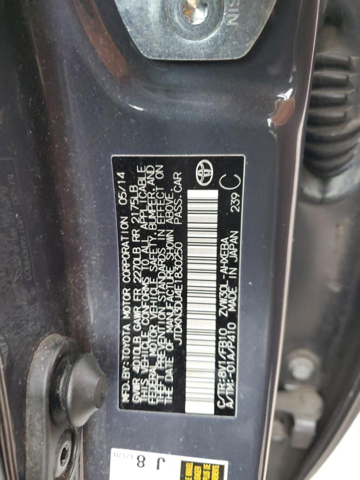 2014 Toyota Prius VIN JTDKN3DU4E1830250 Copart auction photo, front end / undercarriage damage thumbnail 12