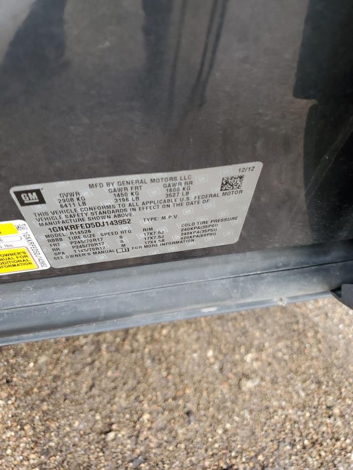 2013 Chevrolet Traverse VIN 1GNKRFED5DJ143952 Copart auction photo, all over damage thumbnail 12