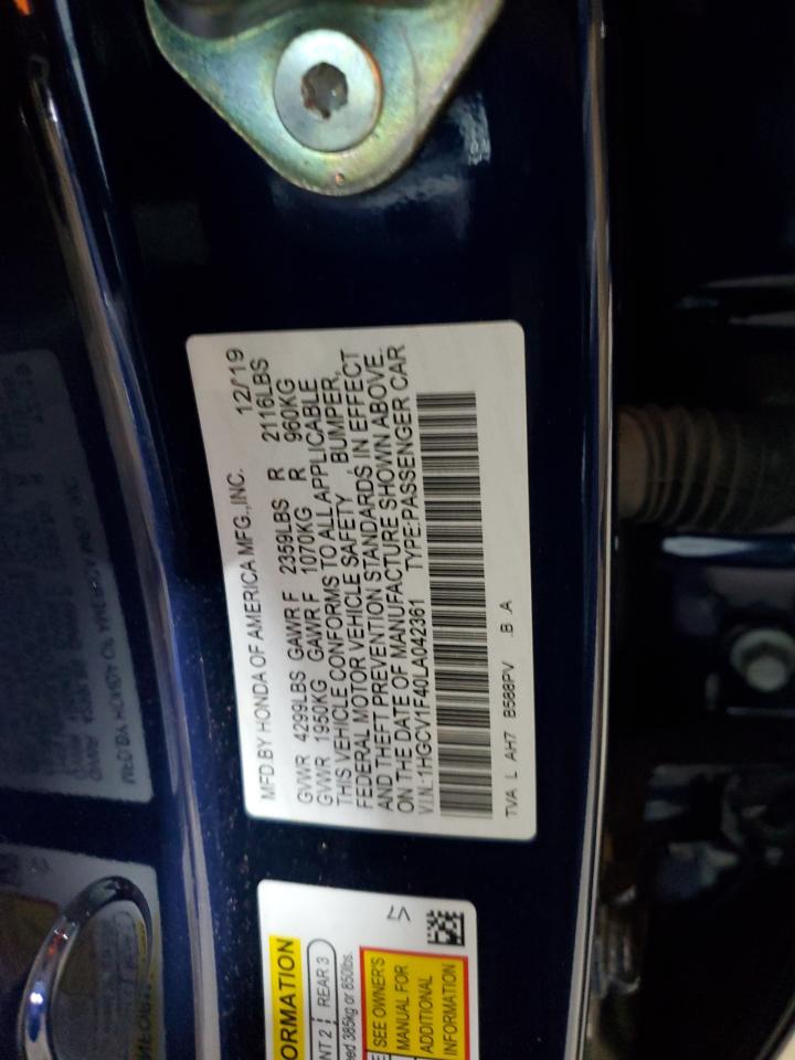 2020 Honda Accord VIN 1HGCV1F40LA042361 Copart auction photo, all over / minor dent/scratches damage thumbnail 13
