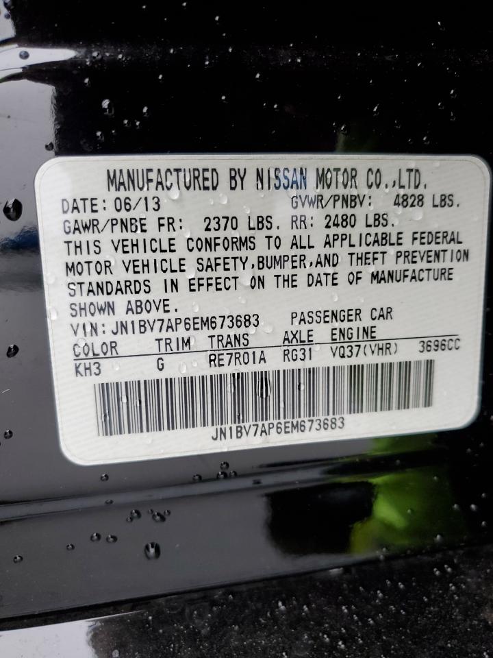 2014 Infiniti Q50 VIN JN1BV7AP6EM673683 Copart auction photo, vandalism damage thumbnail 12