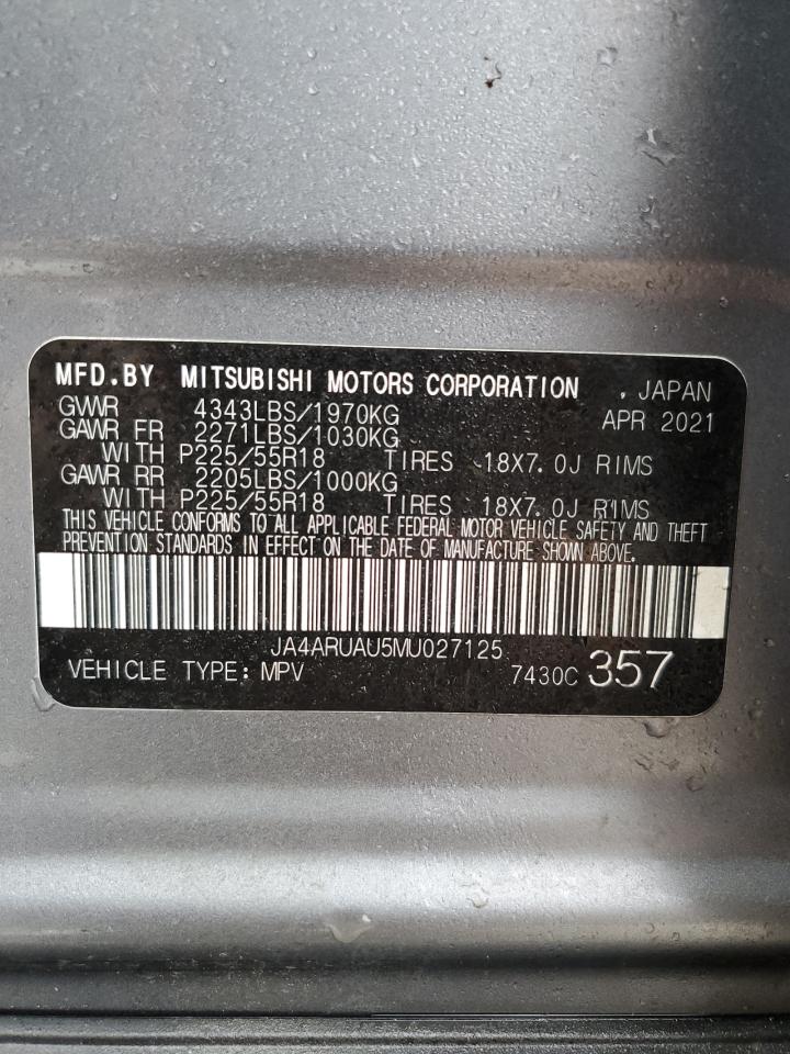 2021 Mitsubishi Outlander VIN JA4ARUAU5MU027125 Copart auction photo, rear end / front end damage thumbnail 12