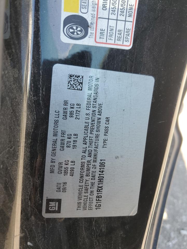 2017 Chevrolet Camaro VIN 1G1FB1RX1H0141061 Copart auction photo, front end damage thumbnail 12