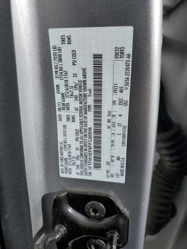 2015 Ford F-150 VIN 1FTFW1EF8FFC20536 Copart auction photo, front end / side damage thumbnail 12