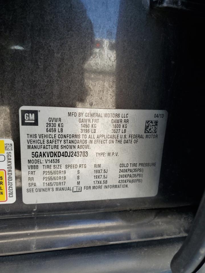 2013 Buick Enclave VIN 5GAKVDKD4DJ243703 Copart auction photo, front end / undercarriage damage thumbnail 15