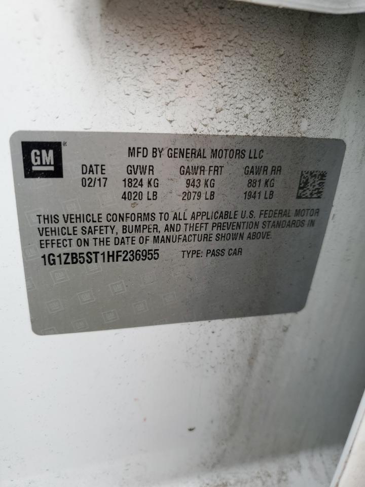 2017 Chevrolet Malibu VIN 1G1ZB5ST1HF236955 Copart auction photo, front end damage thumbnail 12