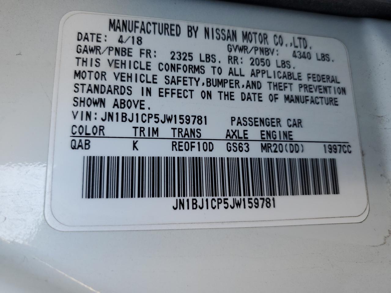 2018 Nissan Rogue VIN JN1BJ1CP5JW159781 Copart auction photo, front end damage thumbnail 13