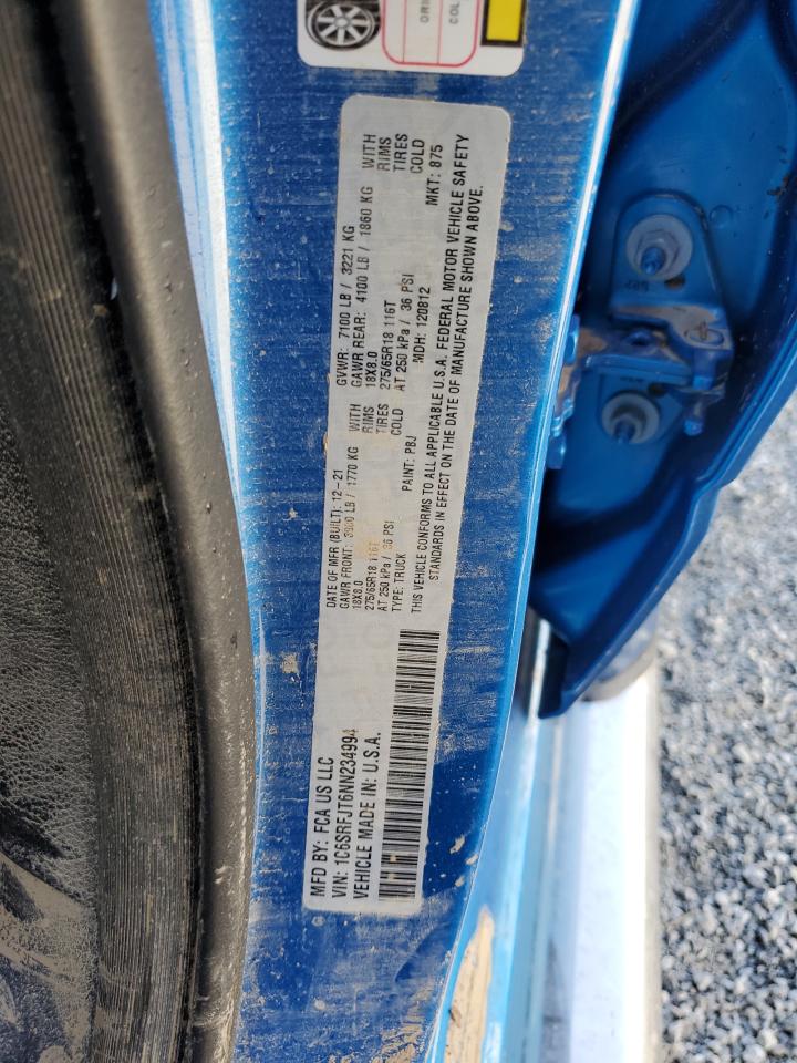 2022 RAM 1500 VIN 1C6SRFJT6NN234994 Copart auction photo, water/flood damage thumbnail 14