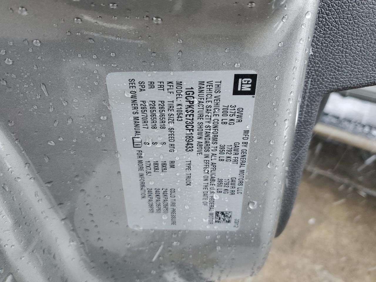 2012 Chevrolet Silverado VIN 1GCPKSE73CF189433 Copart auction photo, rear end damage thumbnail 12