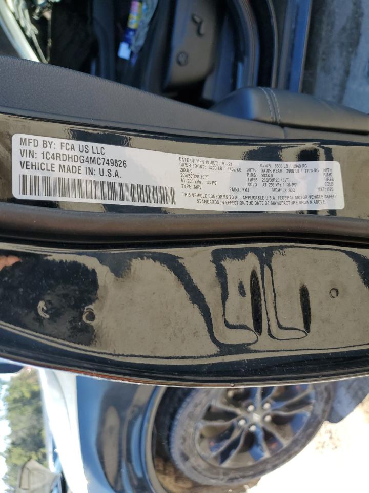 2021 Dodge Durango VIN 1C4RDHDG4MC749826 Copart auction photo, front end damage thumbnail 16