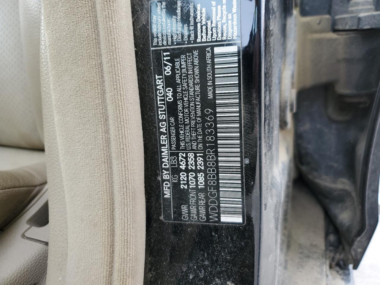 2011 Mercedes-Benz C-klasse VIN WDDGF8BB8BR183369 Copart auction photo, undercarriage / front end damage thumbnail 14