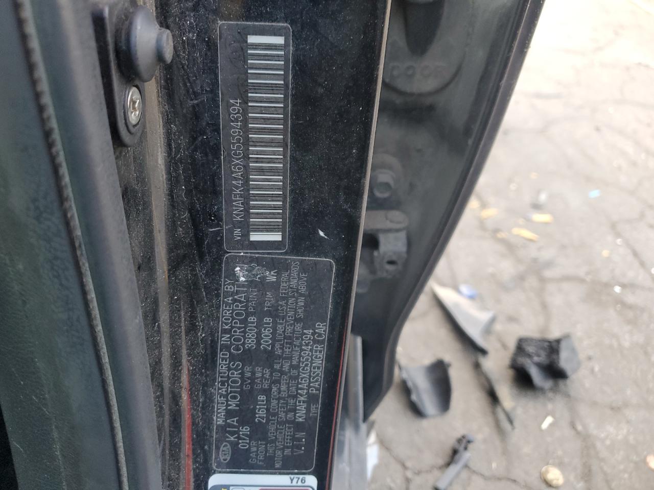 2016 KIA Forte VIN KNAFK4A6XG5594394 Copart auction photo, front end damage thumbnail 14