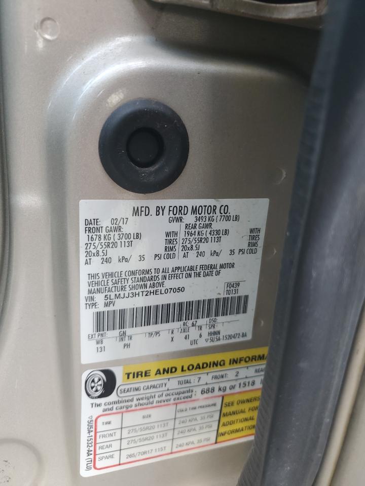 2017 Lincoln Navigator VIN 5LMJJ3HT2HEL07050 Copart auction photo, front end / side damage thumbnail 13
