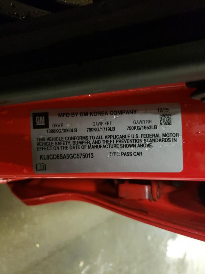 2016 Chevrolet Spark VIN KL8CD6SA5GC575013 Copart auction photo, front end / rear end damage thumbnail 12