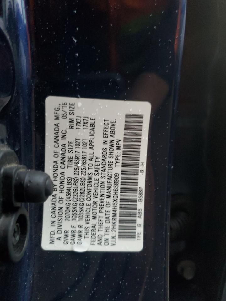 2016 Honda CR-V VIN 2HKRM4H5XGH658909 Copart auction photo, rear end damage thumbnail 14