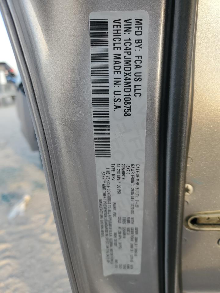 2021 Jeep Grand Cherokee VIN 1C4PJMDX4MD108758 Copart auction photo, front end damage thumbnail 15