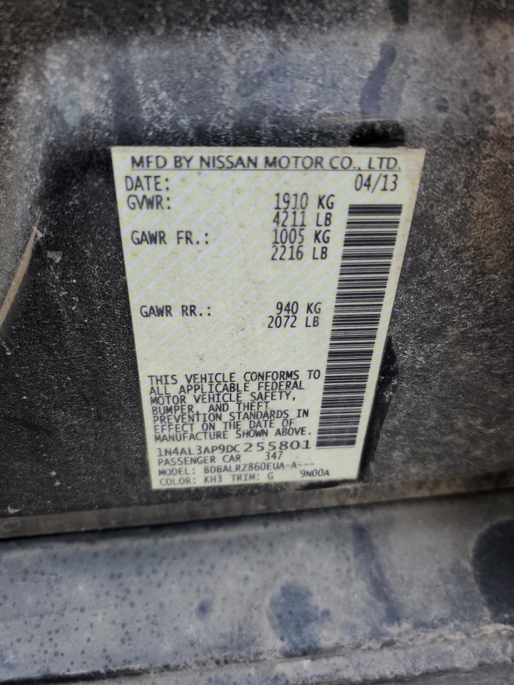 2013 Nissan Altima VIN 1N4AL3AP9DC255801 Copart auction photo, side damage thumbnail 13