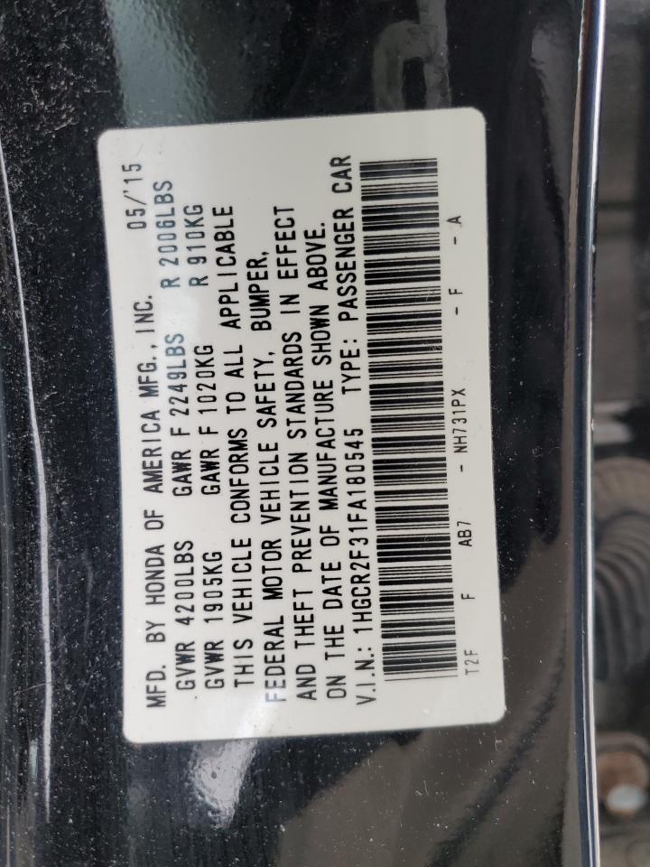 2015 Honda Accord VIN 1HGCR2F31FA180545 Copart auction photo, front end / undercarriage damage thumbnail 13