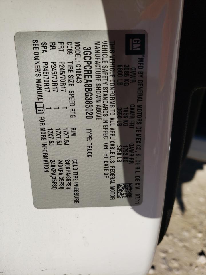 2011 Chevrolet Silverado VIN 3GCPCREA8BG383020 Copart auction photo, front end / rear end damage thumbnail 14