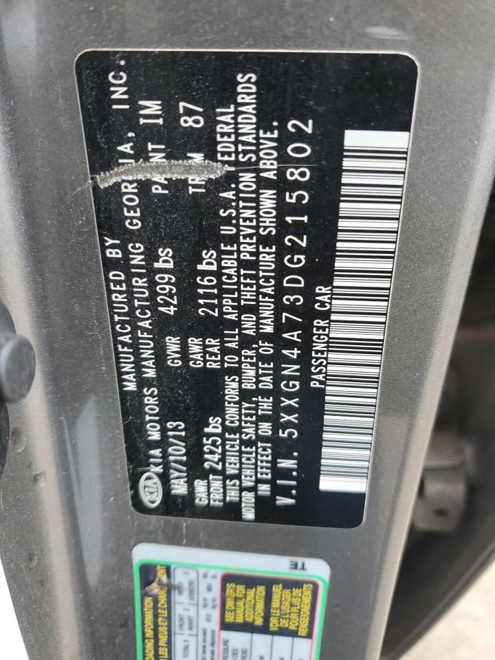 2013 KIA Optima VIN 5XXGN4A73DG215802 Copart auction photo, front end damage thumbnail 12