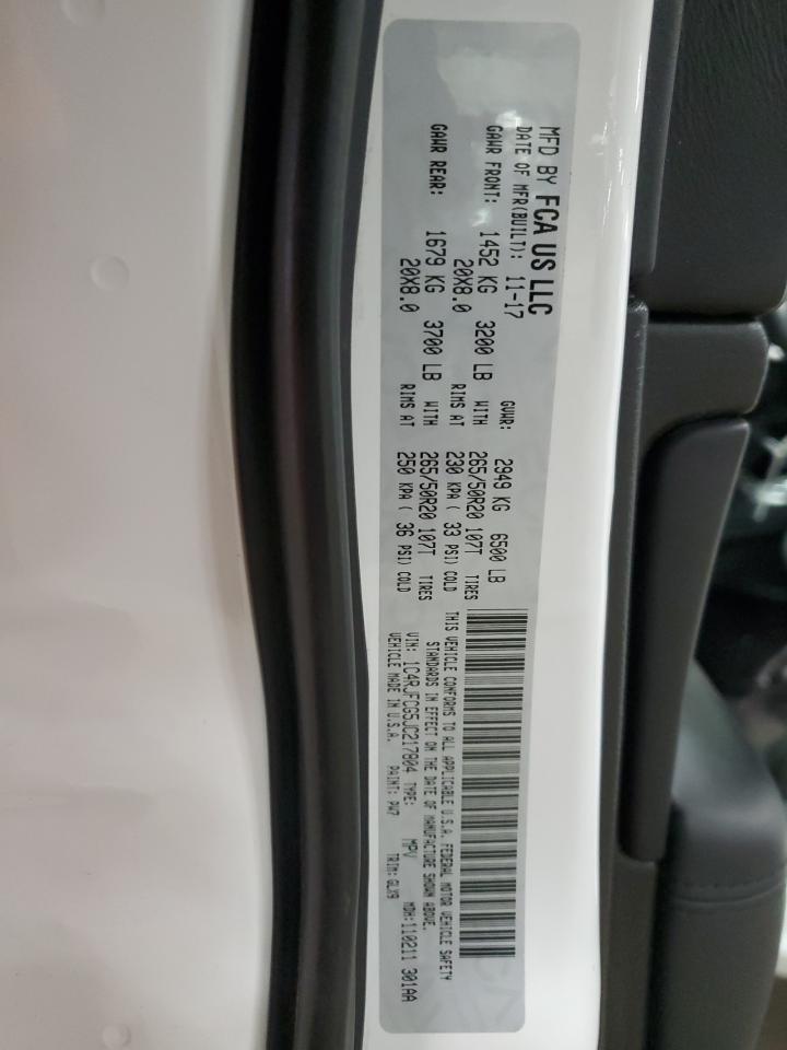 2018 Jeep Grand Cherokee VIN 1C4RJFCG5JC217804 Copart auction photo, front end / all over damage thumbnail 14