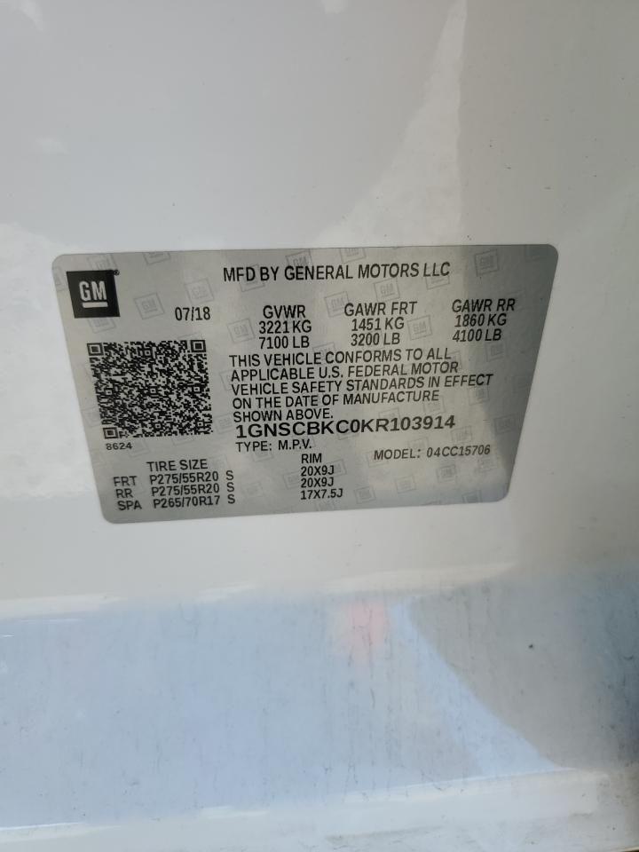 2019 Chevrolet Tahoe VIN 1GNSCBKC0KR103914 Copart auction photo, front end damage thumbnail 13