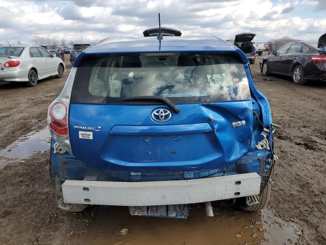 2014 Toyota Prius VIN JTDKDTB34E1076196 Copart auction photo, front end / rear end damage thumbnail 6