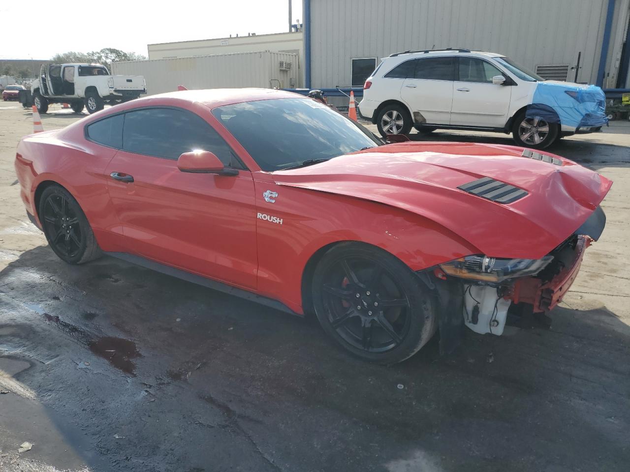 2021 Ford Mustang VIN 1FA6P8TH8M5139751 Copart auction photo, front end / side damage thumbnail 4