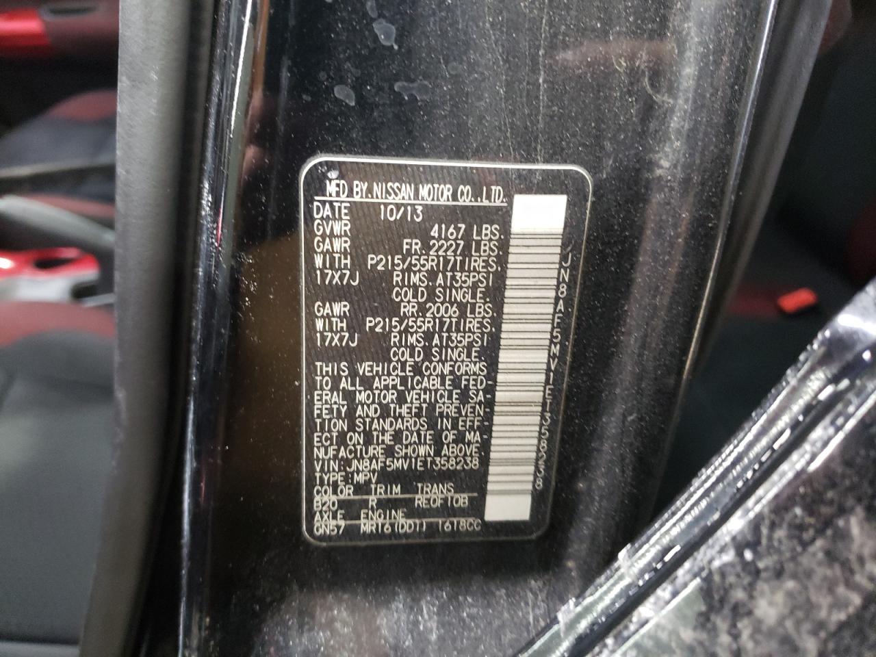 2014 Nissan Juke VIN JN8AF5MV1ET358238 Copart auction photo, rear end damage thumbnail 13