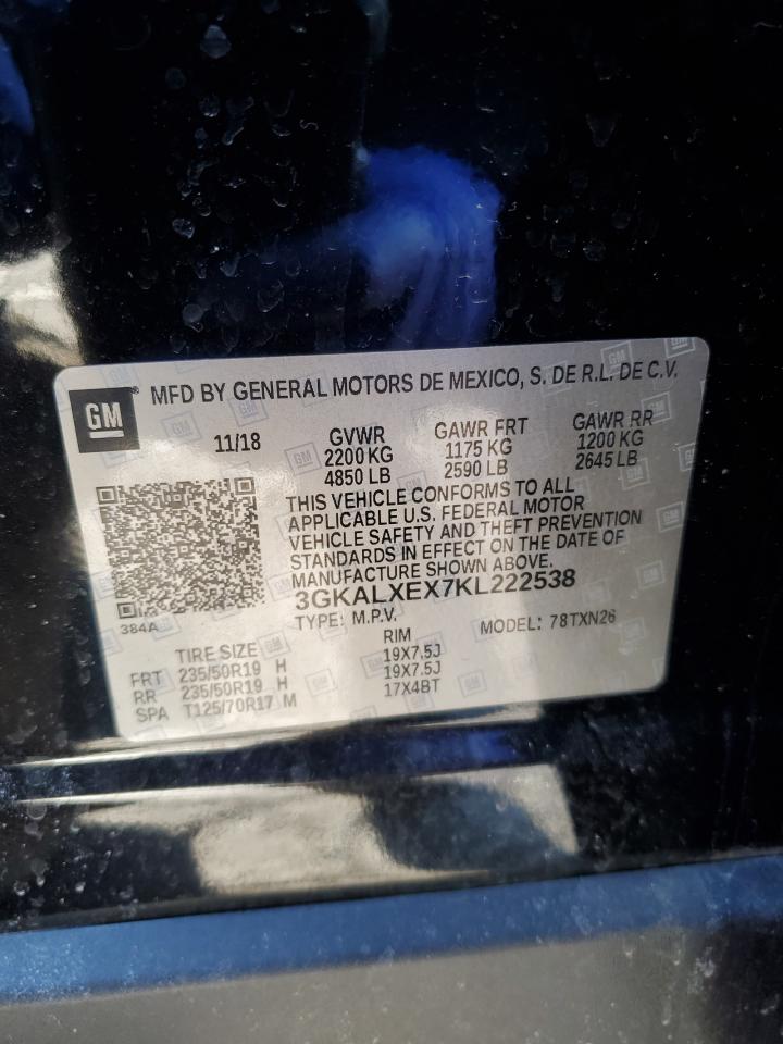 2019 GMC Terrain VIN 3GKALXEX7KL222538 Copart auction photo, side damage thumbnail 15
